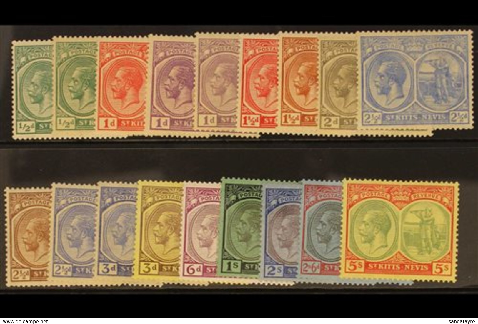 1921-29 Complete Set, SG 37/47c, Plus Listed Shades Of ½d And 1d, Fine Mint. (18) For More Images, Please Visit Http://w - St.Kitts Y Nevis ( 1983-...)