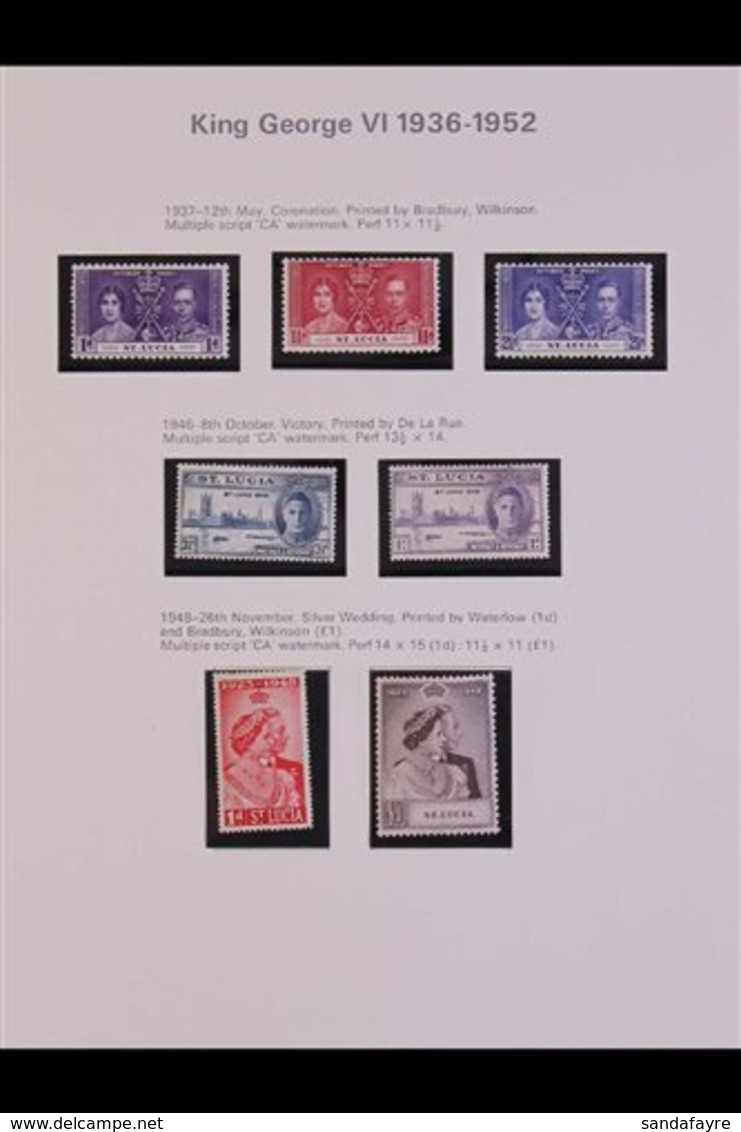 1937-51 COMPLETE FINE MINT COLLECTION. An Attractive & Complete KGVI Mint Collection Presented In Mounts On Dedicated Pa - Ste Lucie (...-1978)