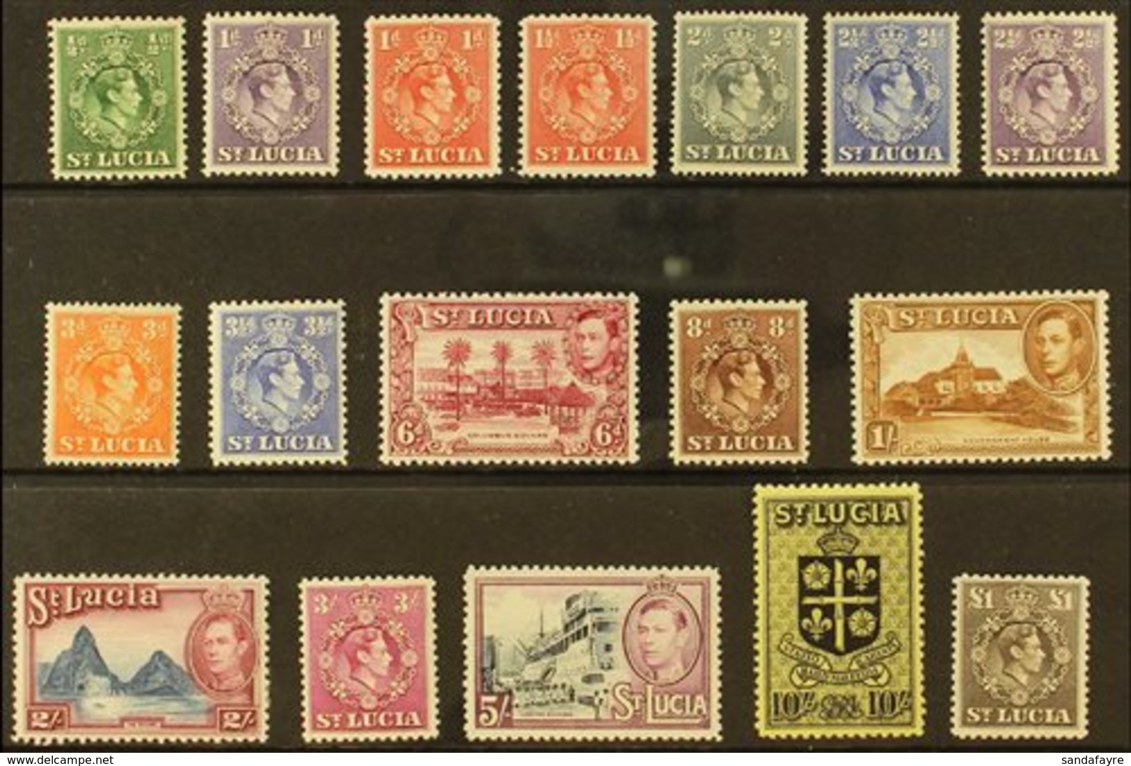 1938-48 Complete Definitive Set, SG 128a/141, Never Hinged Mint. (17 Stamps) For More Images, Please Visit Http://www.sa - Ste Lucie (...-1978)