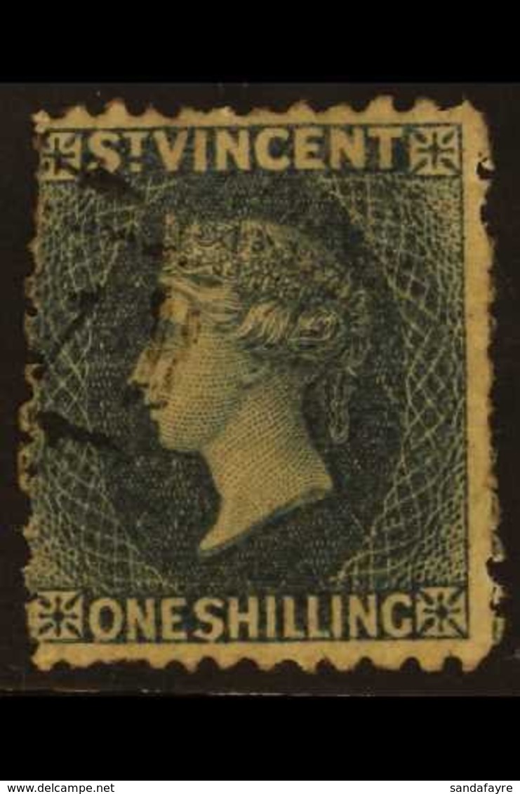 1862-68 1s Slate-grey Perf 11 To 12½, SG 8, Used, Light Wrinkle & Small Thin, Usual Rough Perfs, Cat £900. Almost Clear  - St.Vincent (...-1979)