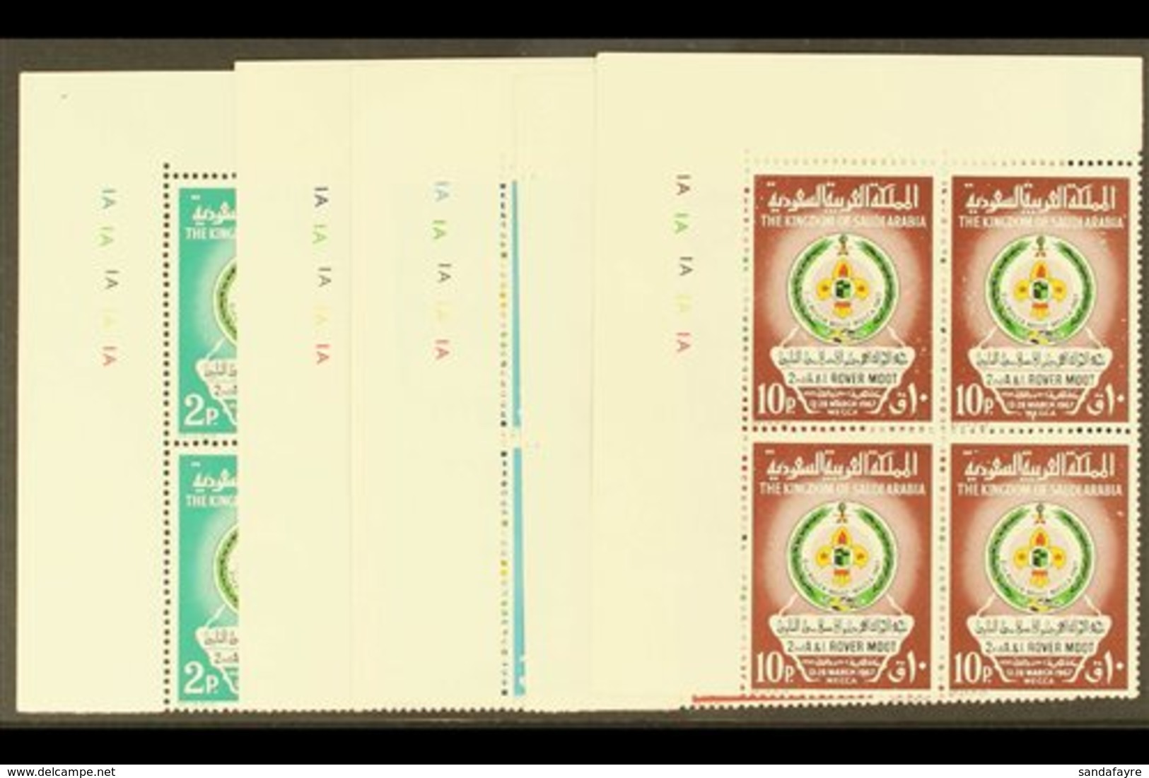 1967 World Meteorological Day Set Complete, SG 750/4, In Never Hinged Mint Corner Blocks Of 4. (20 Stamps) For More Imag - Arabia Saudita