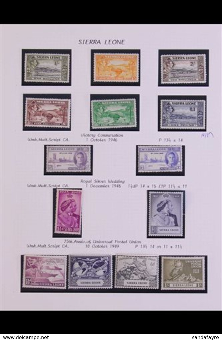 1937-1949 COMPLETE VERY FINE MINT COLLECTION In Hingeless Mounts On Leaves, ALL DIFFERENT, Includes 1938-44 Pictorials S - Sierra Leona (...-1960)