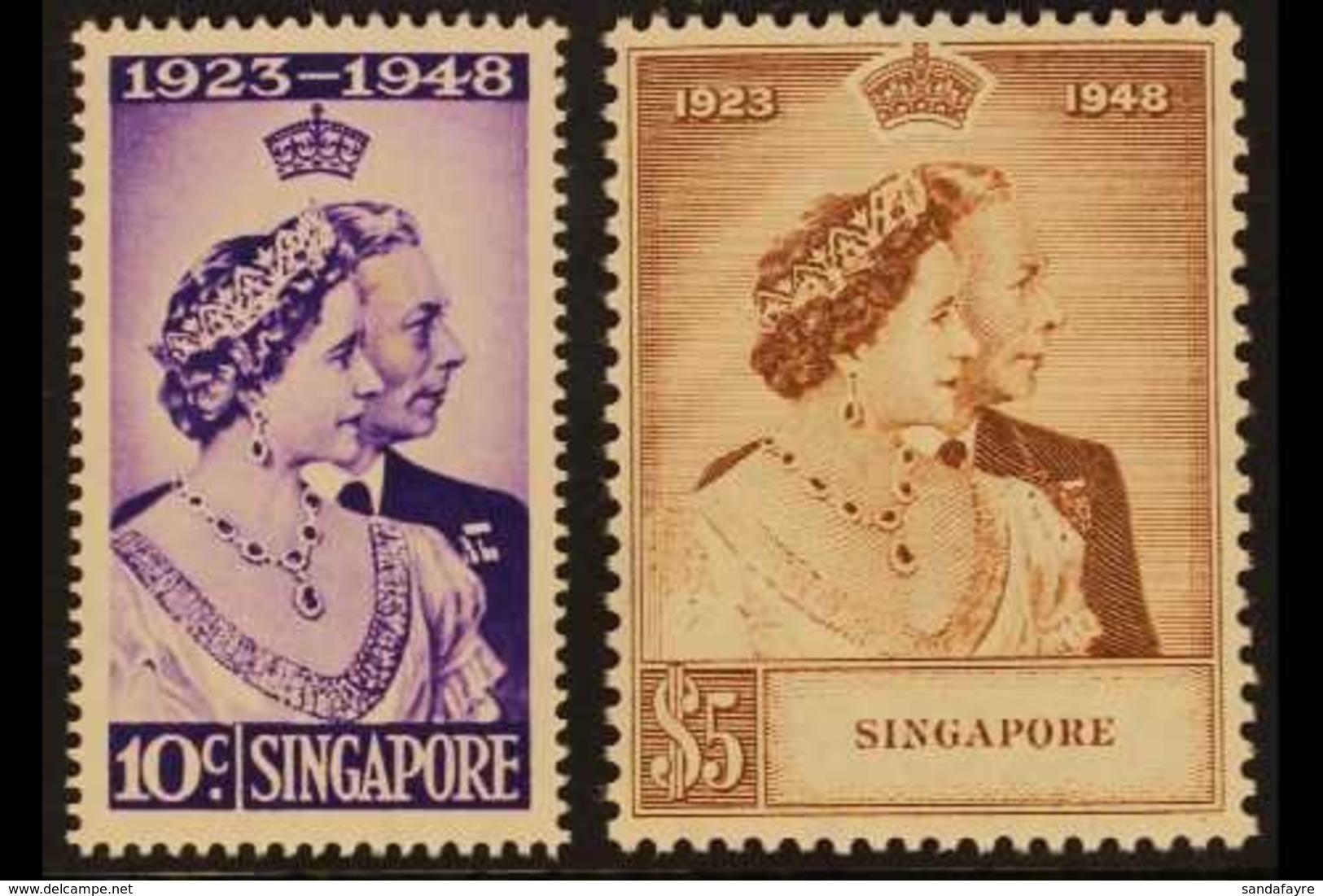 1948 Royal Silver Wedding Set Complete, SG 31/32, Never Hinged Mint (2 Stamps) For More Images, Please Visit Http://www. - Singapore (...-1959)