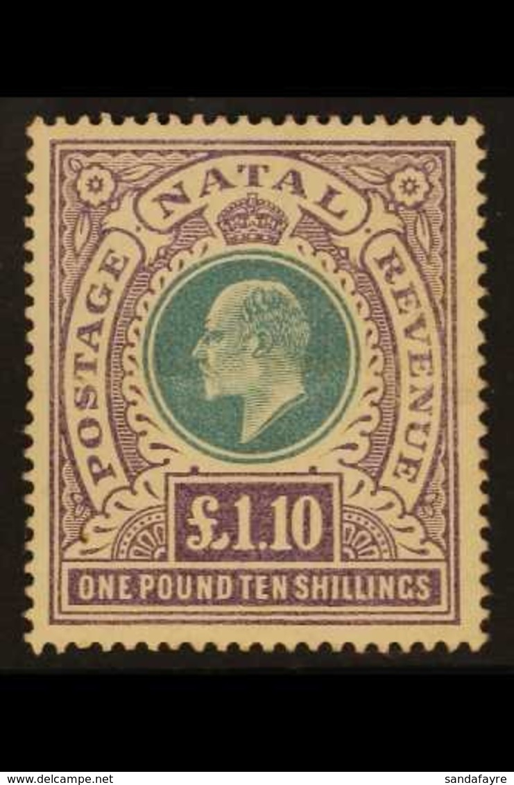 NATAL 1902 £1.10 Green And Violet, SG 143, Mint With Very Light Horizontal Crease. Attractive, Cat £600 For More Images, - Sin Clasificación