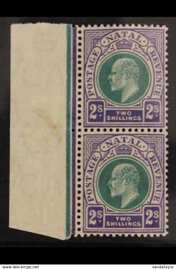NATAL 1904 2s Dull And Bright Violet, Ed VII, SG 156, Very Fine Never Hinged Mint Vertical Marginal Pair. For More Image - Unclassified