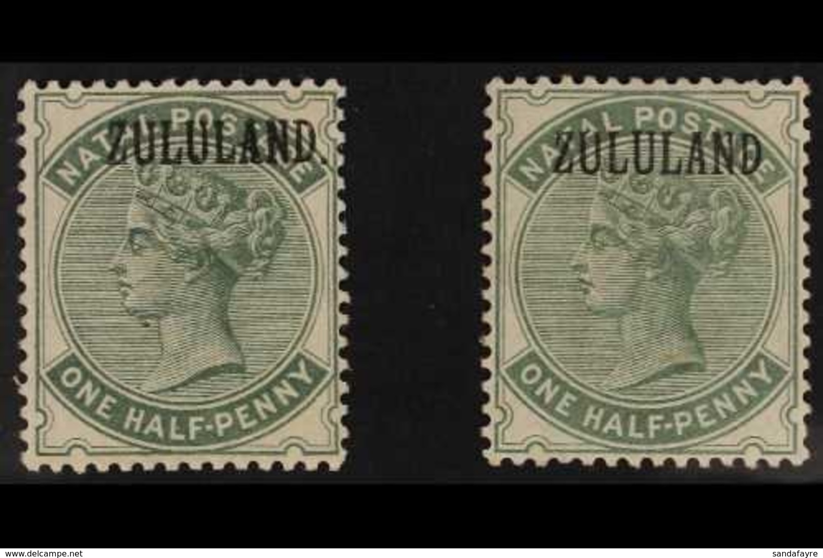 ZULULAND 1888 (Natal Overprinted) ½d Dull Green With And Without Stop, SG 12/13, Fine Mint. (2 Stamps) For More Images,  - Sin Clasificación