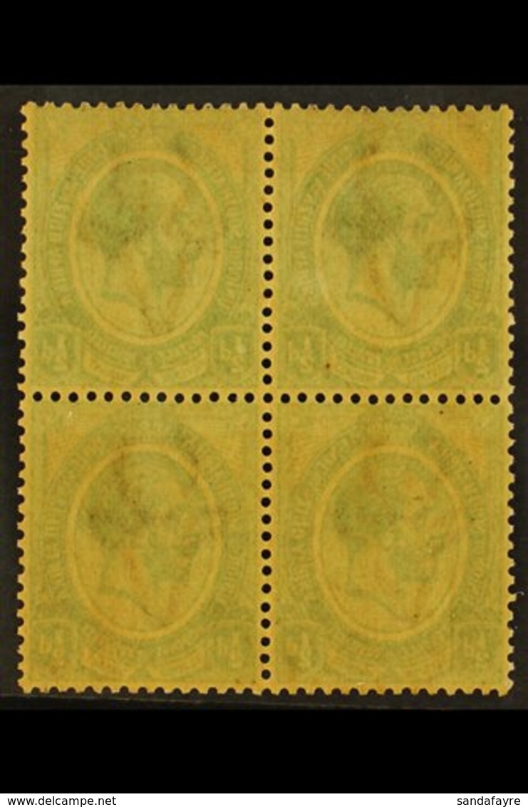 1913-24 OFFSET VARIETY ½d Green, Block Of Four With COMPLETE OFFSET On Reverse Of Each Stamp, SG 3, Gum Slightly Toned,  - Ohne Zuordnung