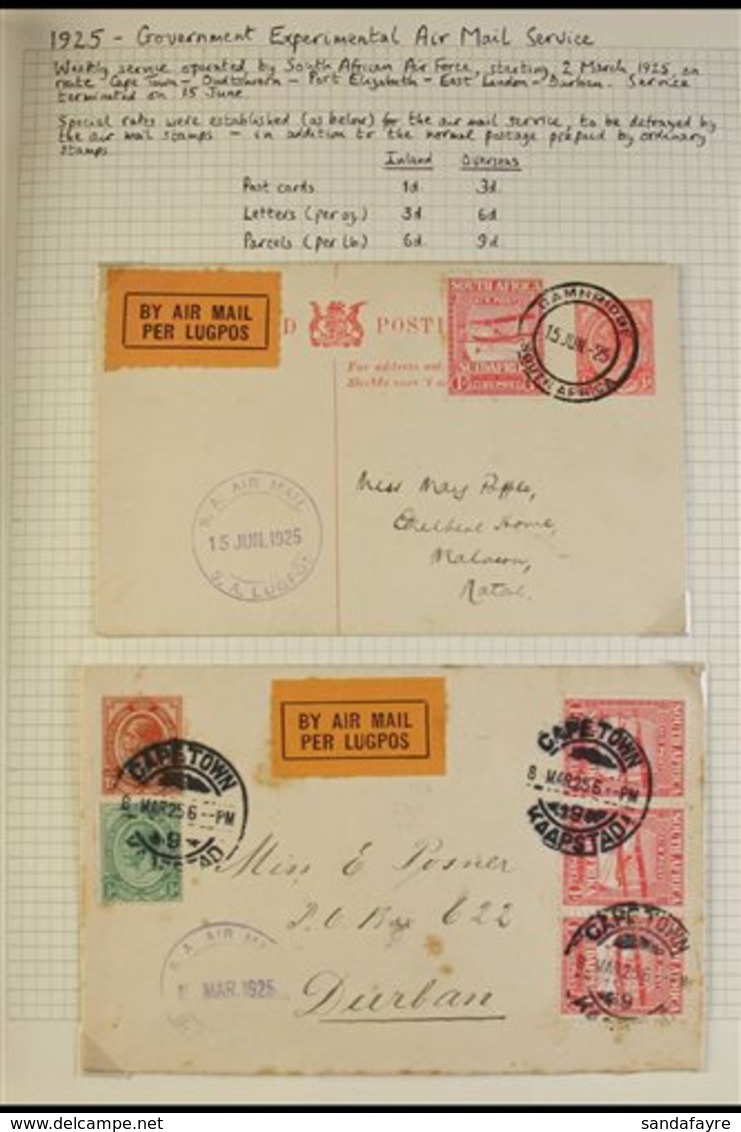 1925 AIR ISSUE - COVERS & CARDS COLLECTION An Attractive Range Mainly Displaying S.A. AIR MAIL Bilingual Cachets In Viol - Sin Clasificación