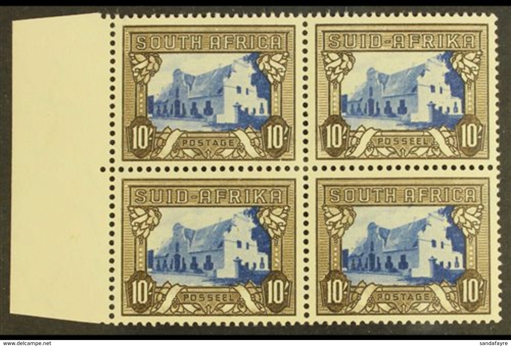 1933-48 10s Blue & Sepia, SG 64c, In A Marginal Block Of Four, Stamps Never Hinged Mint. For More Images, Please Visit H - Sin Clasificación