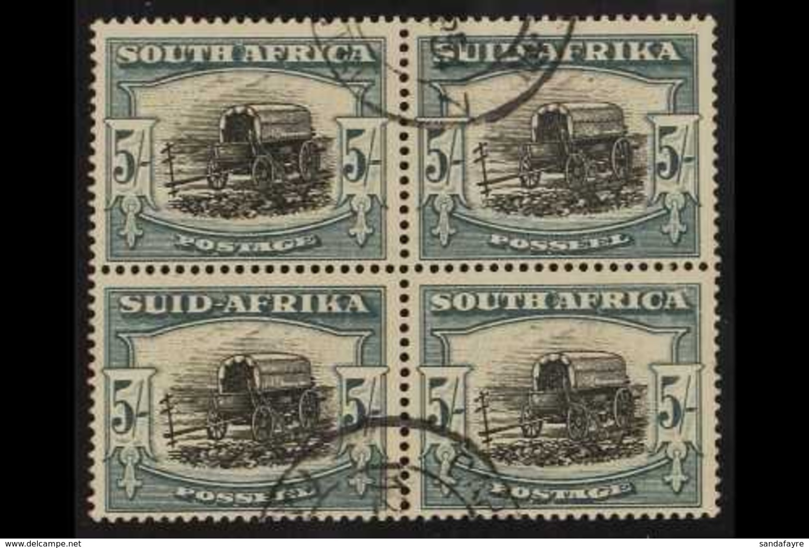 1947-54 5s Black And Pale Blue-green, SG 122, BLOCK OF FOUR Very Fine Used. For More Images, Please Visit Http://www.san - Sin Clasificación