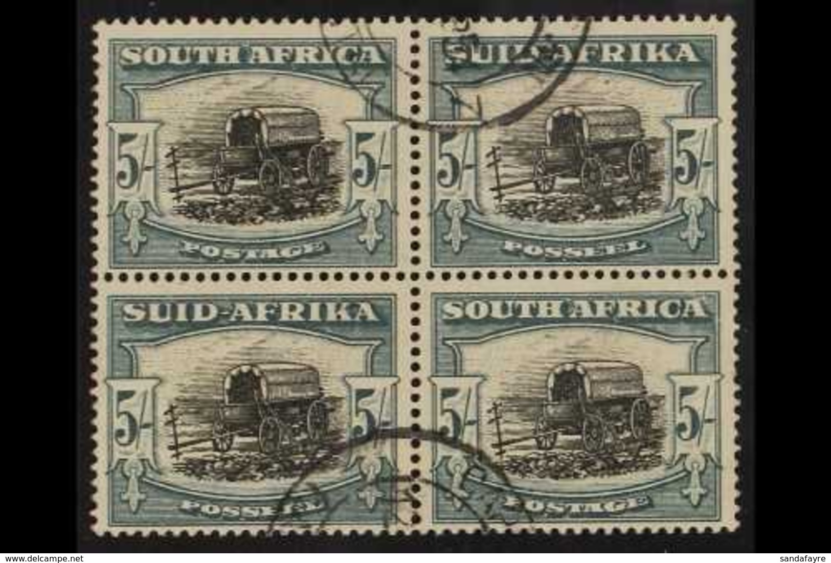 1947-54 5s Black And Pale Blue-green, SG 122, BLOCK OF FOUR Very Fine Used. For More Images, Please Visit Http://www.san - Non Classés
