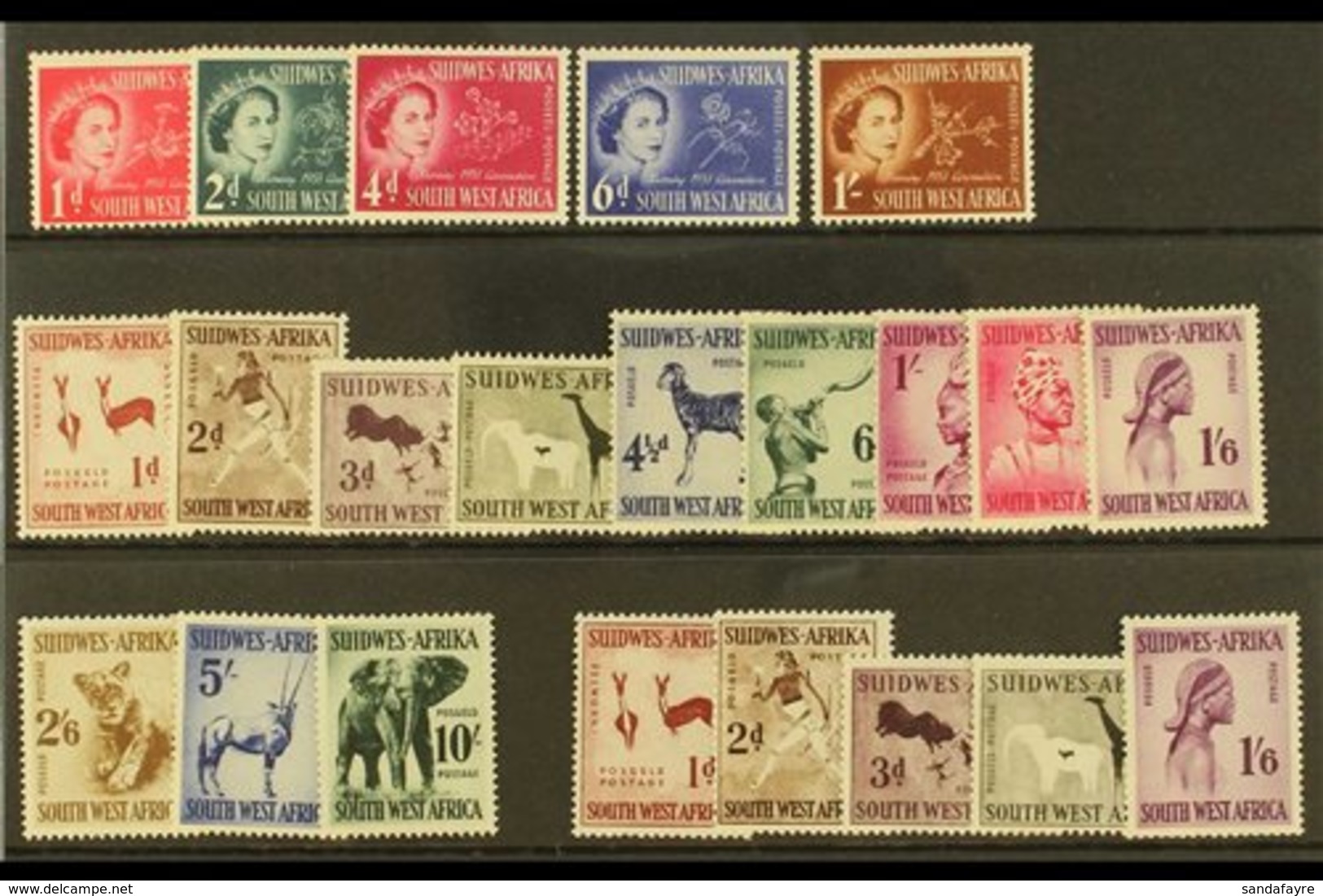 1953-60 NHM COLLECTION Includes 1954 Set & 160 Set (less 6d) & More. Lovely (22 Stamps) For More Images, Please Visit Ht - África Del Sudoeste (1923-1990)