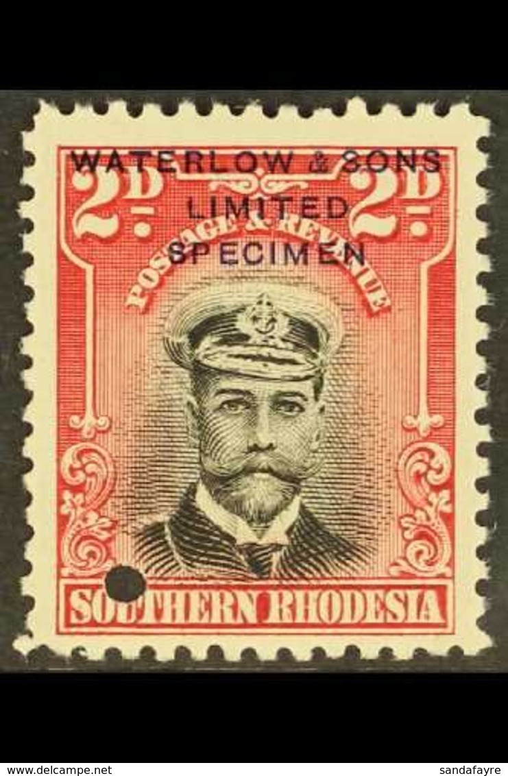 1924/9 2d Admiral In Black And Carmine, Perf 12½, Printers Sample, Overprinted "Waterlow & Sons / Limited / Specimen" An - Zuid-Rhodesië (...-1964)