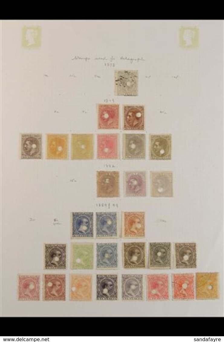 1870-1899 TELEGRAPHIC PUNCH CANCELS. All Different Collection Of Stamps Used With Telegraphic Punch Cancels, Some With A - Otros & Sin Clasificación