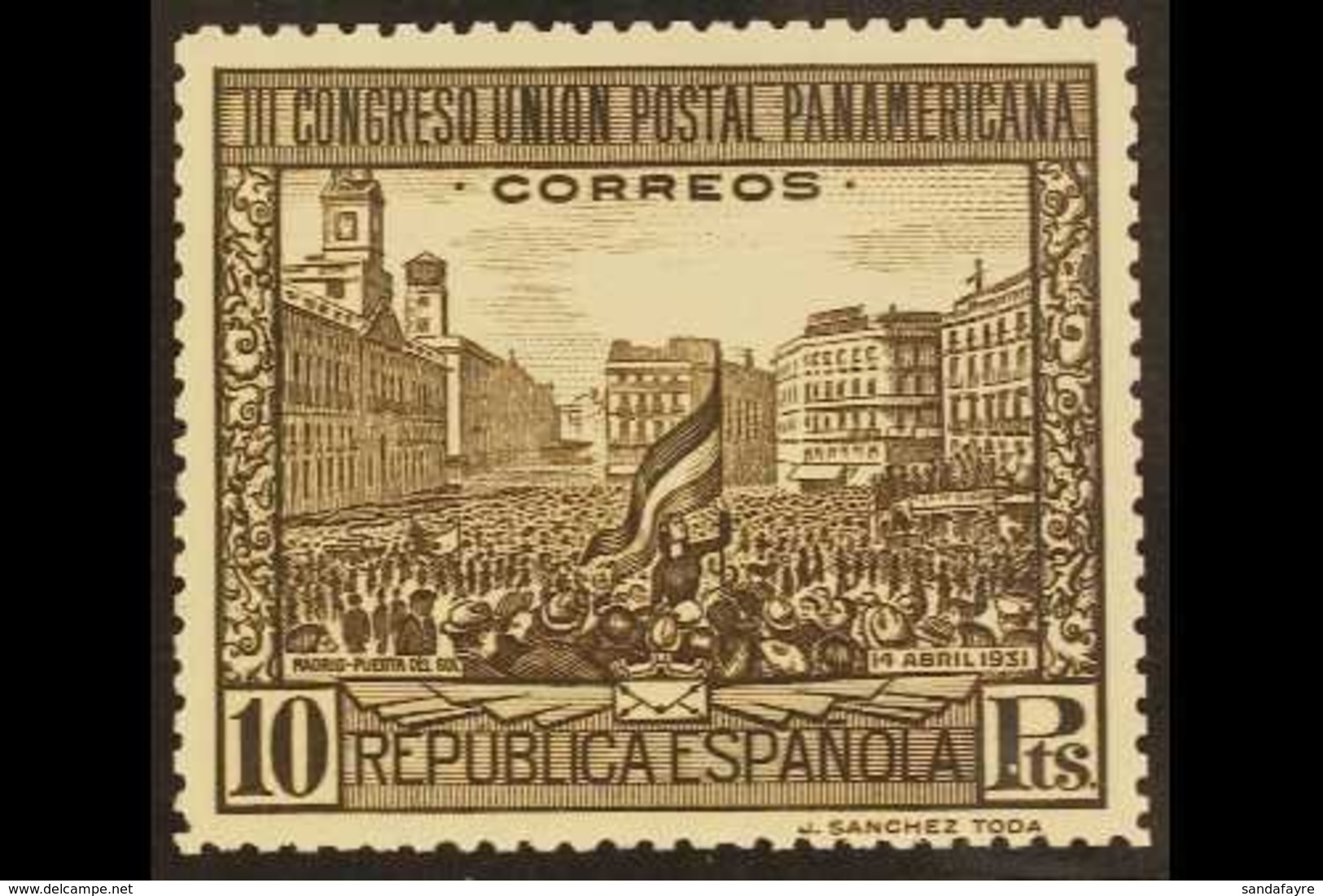 1931 10p Castano Amarillento Third Pan-Am Congress Unissued Shade, Edifil 613cc, Never Hinged Mint. For More Images, Ple - Other & Unclassified