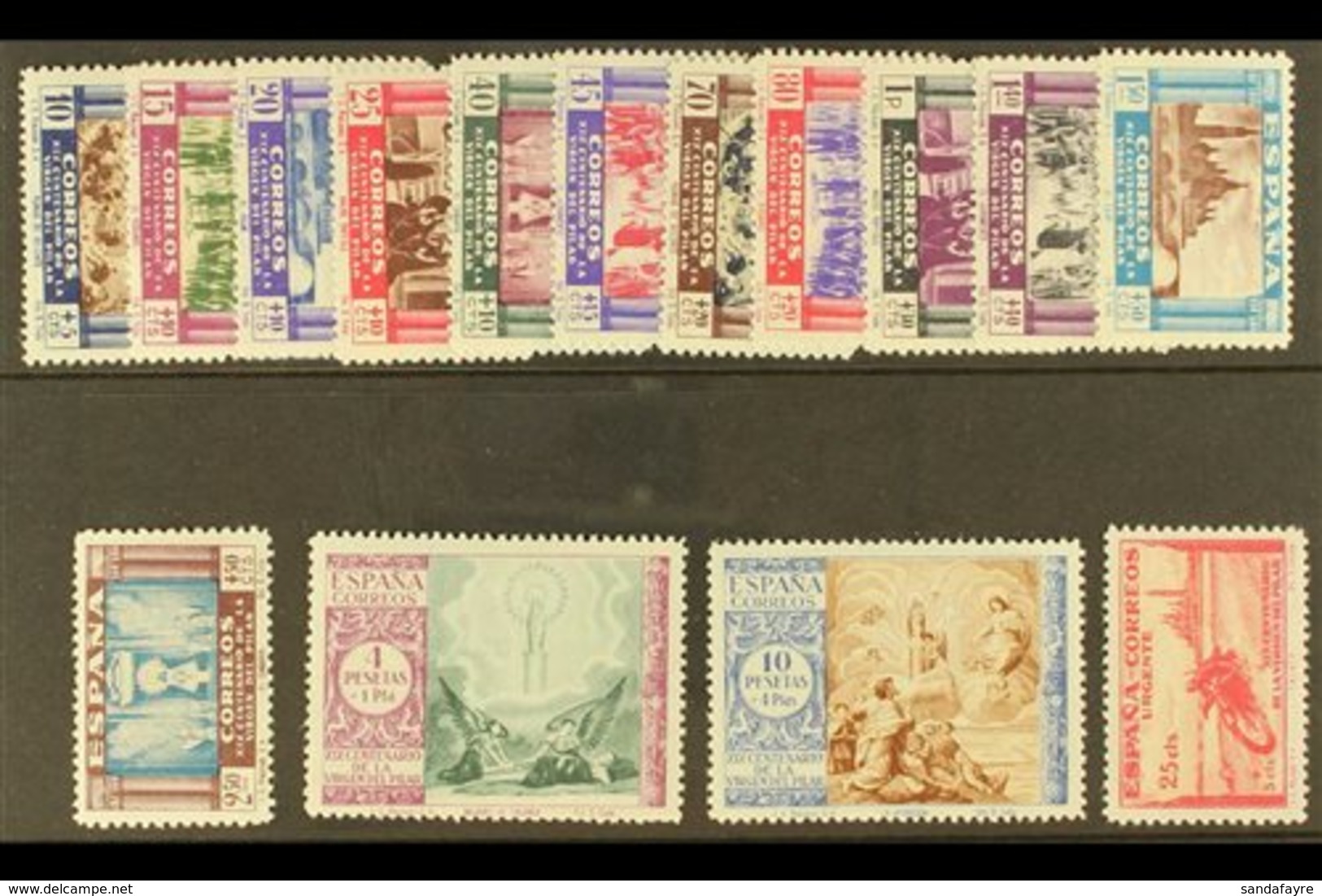 1940 Apparition Of The Virgin Of El Pilar Complete Postage Set Plus The Express Stamp All With '000,000' (SPECIMEN) Cont - Otros & Sin Clasificación