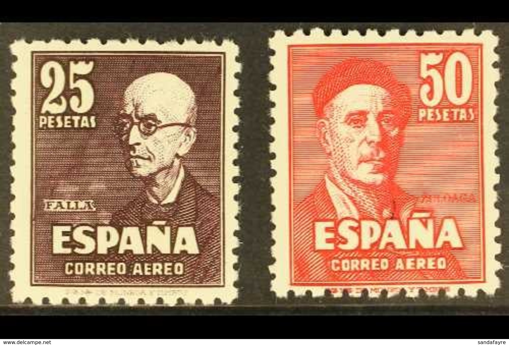 1947 Air Falla & Zuloaga Complete Set with 'A000,000' (SPECIMEN) Control Figures On Back, Edifil 1015N/16N (as Michel 94 - Otros & Sin Clasificación