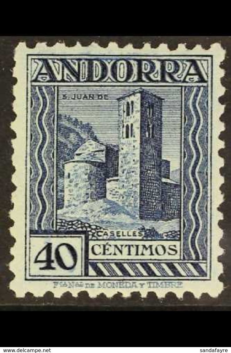 ANDORRA 1935-42 40c Deep Blue Perf 11½, SG 21B (Edifil 37), Never Hinged Mint. Very Scarce, Cat €1300. For More Images,  - Andere & Zonder Classificatie