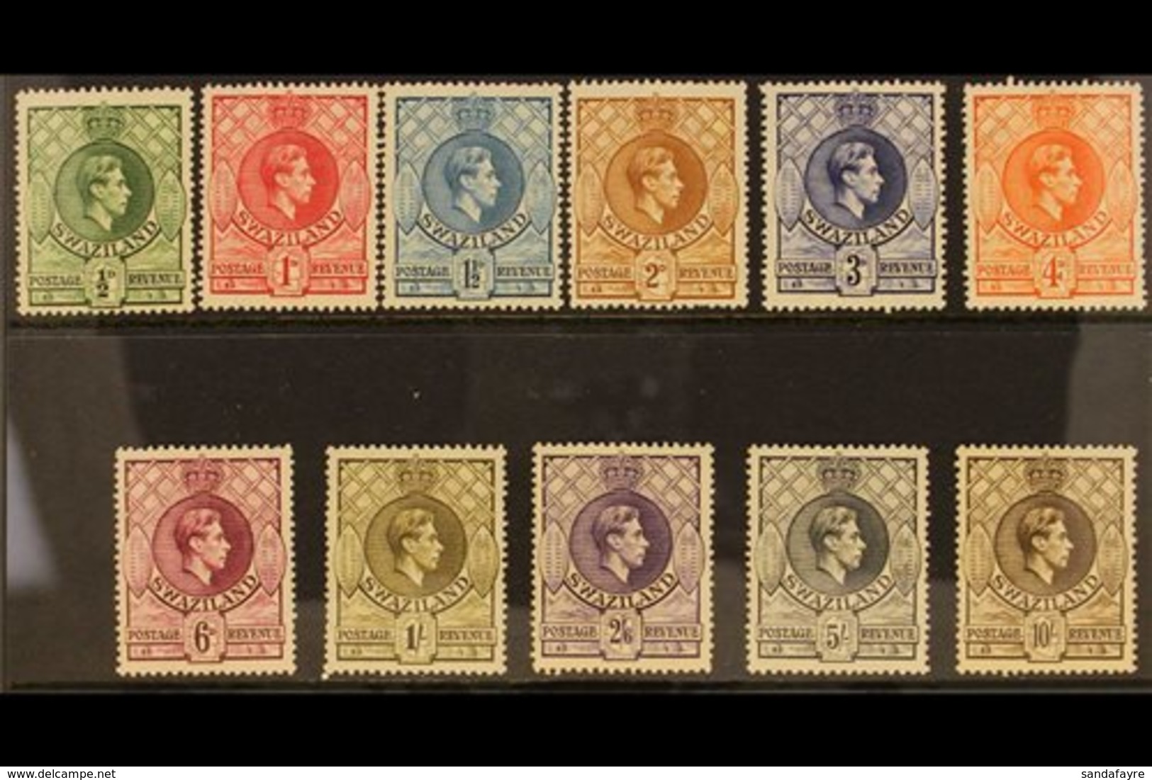 1938-54 KGVI Definitives Complete "basic" Set, SG 28/38a, Never Hinged Mint. (11 Stamps) For More Images, Please Visit H - Swaziland (...-1967)