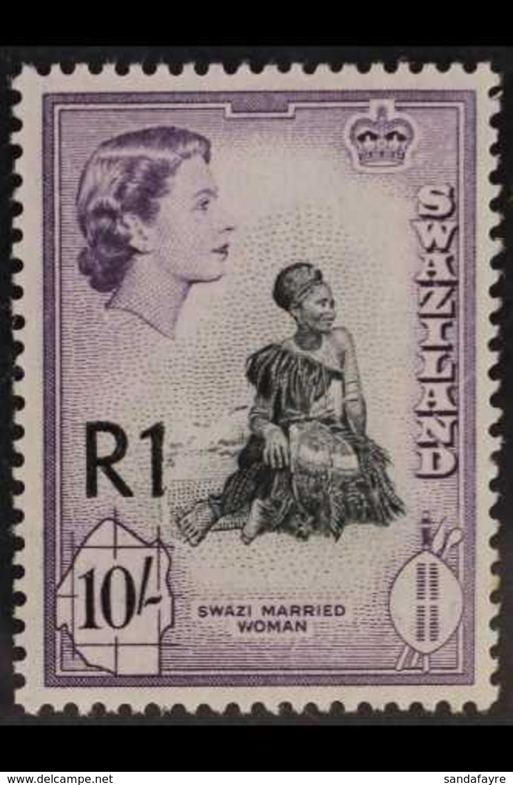 1961 1r On 10s , Surcharge Type III, SG 76b, Very Fine Mint. For More Images, Please Visit Http://www.sandafayre.com/ite - Swaziland (...-1967)