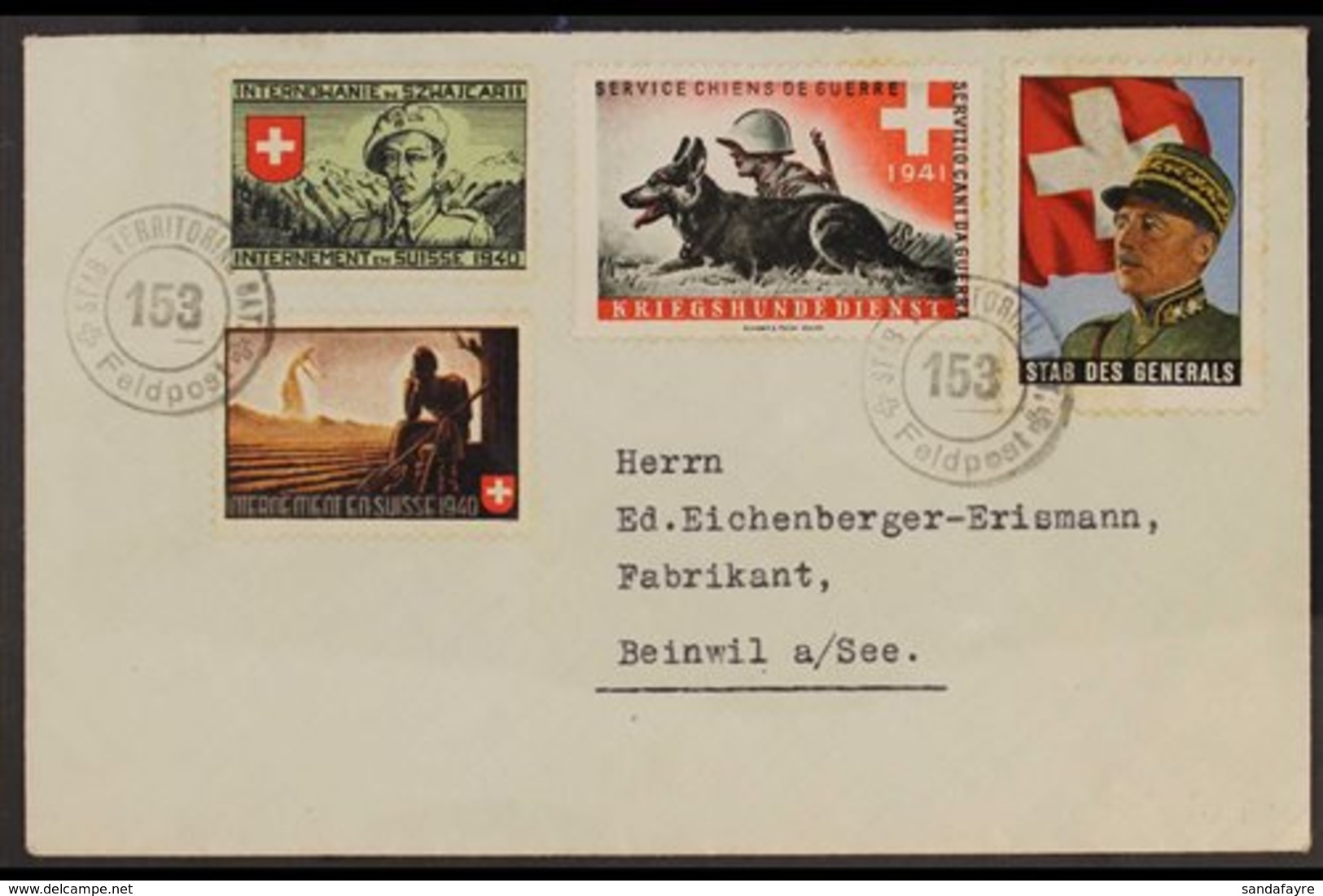 POLISH INTERNEES IN SWITZERLAND 1941 Cover Addressed To Beinwil, Bearing Polish Internees 1940 Both 20rp Local Stamps (F - Sonstige & Ohne Zuordnung