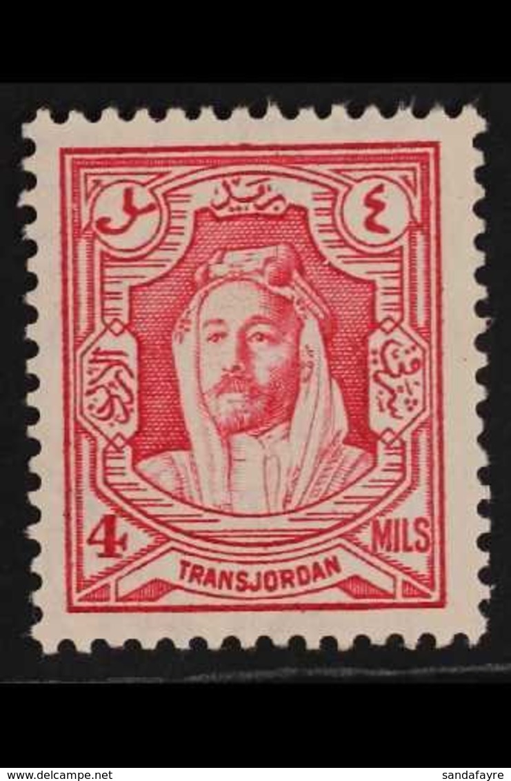 1930-39 4m Carmine-pink Emir Abdullah Perf 13½x13, SG 197b, Very Fine Mint, Fresh. For More Images, Please Visit Http:// - Giordania
