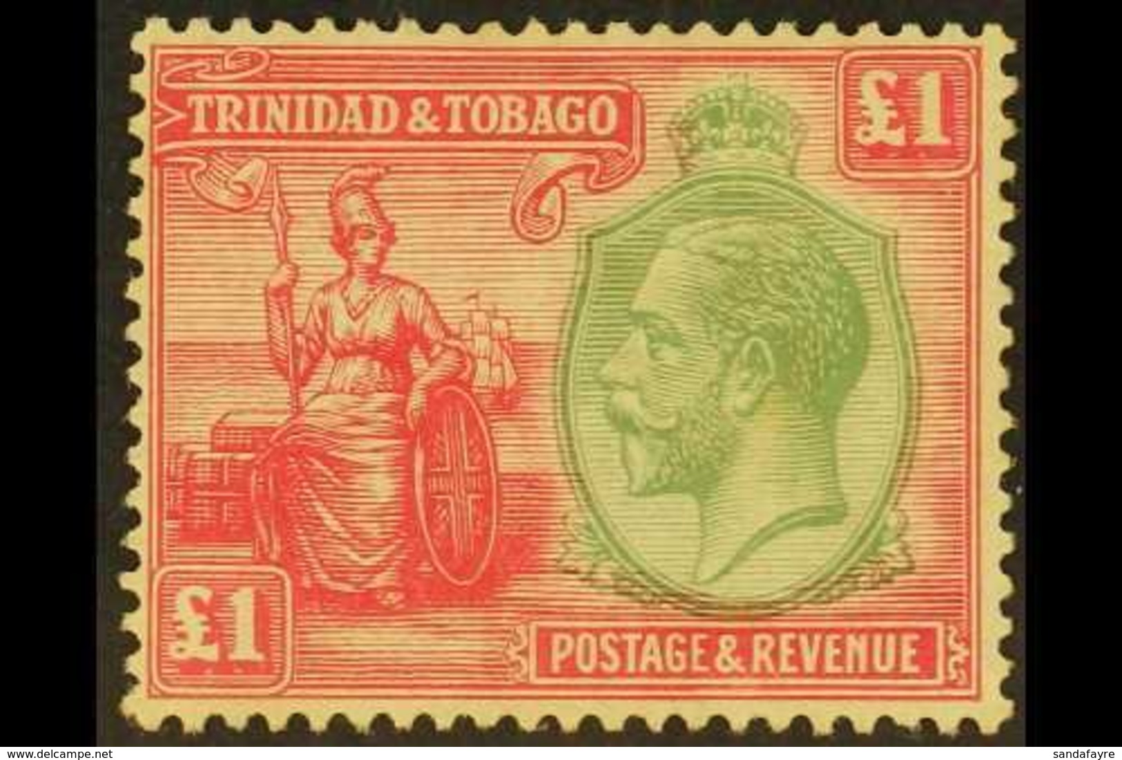 1922-8 £1 Green & Bright Rose, SG 229, Very Fine Mint. For More Images, Please Visit Http://www.sandafayre.com/itemdetai - Trindad & Tobago (...-1961)