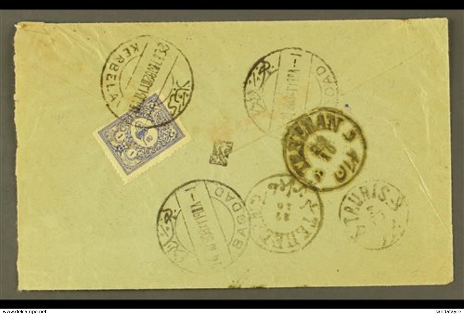 USED IN IRAQ 1903 Cover Addressed In Arabic To Persia, Bearing 1901 1pi Foreign Mail Tied By Bilingual "KERBELA" Cds Can - Andere & Zonder Classificatie