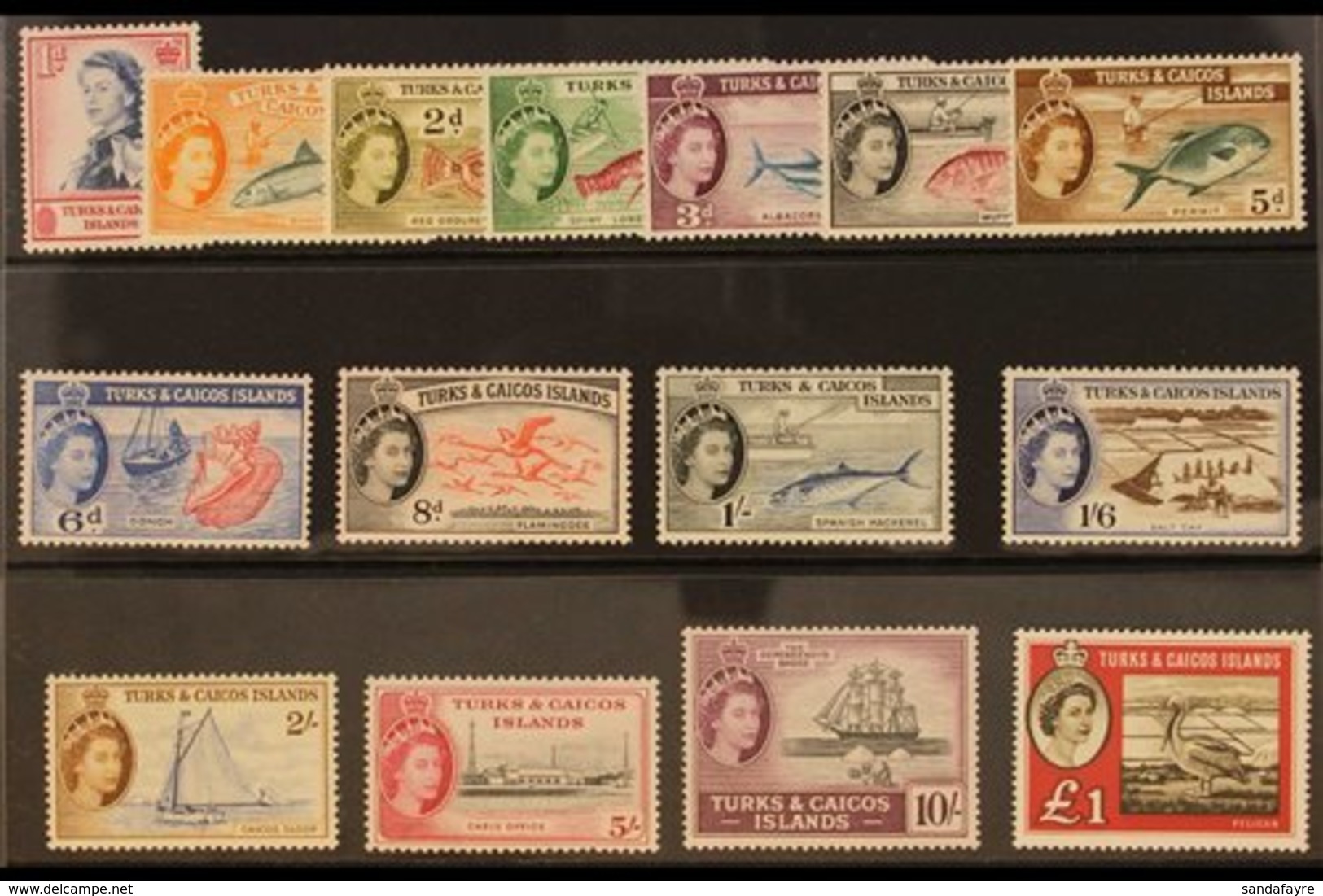 1957-60 Definitives Complete Set, SG 235/50 & 253, Very Fine Mint, The Top Values Never Hinged. (15 Stamps) For More Ima - Turks And Caicos