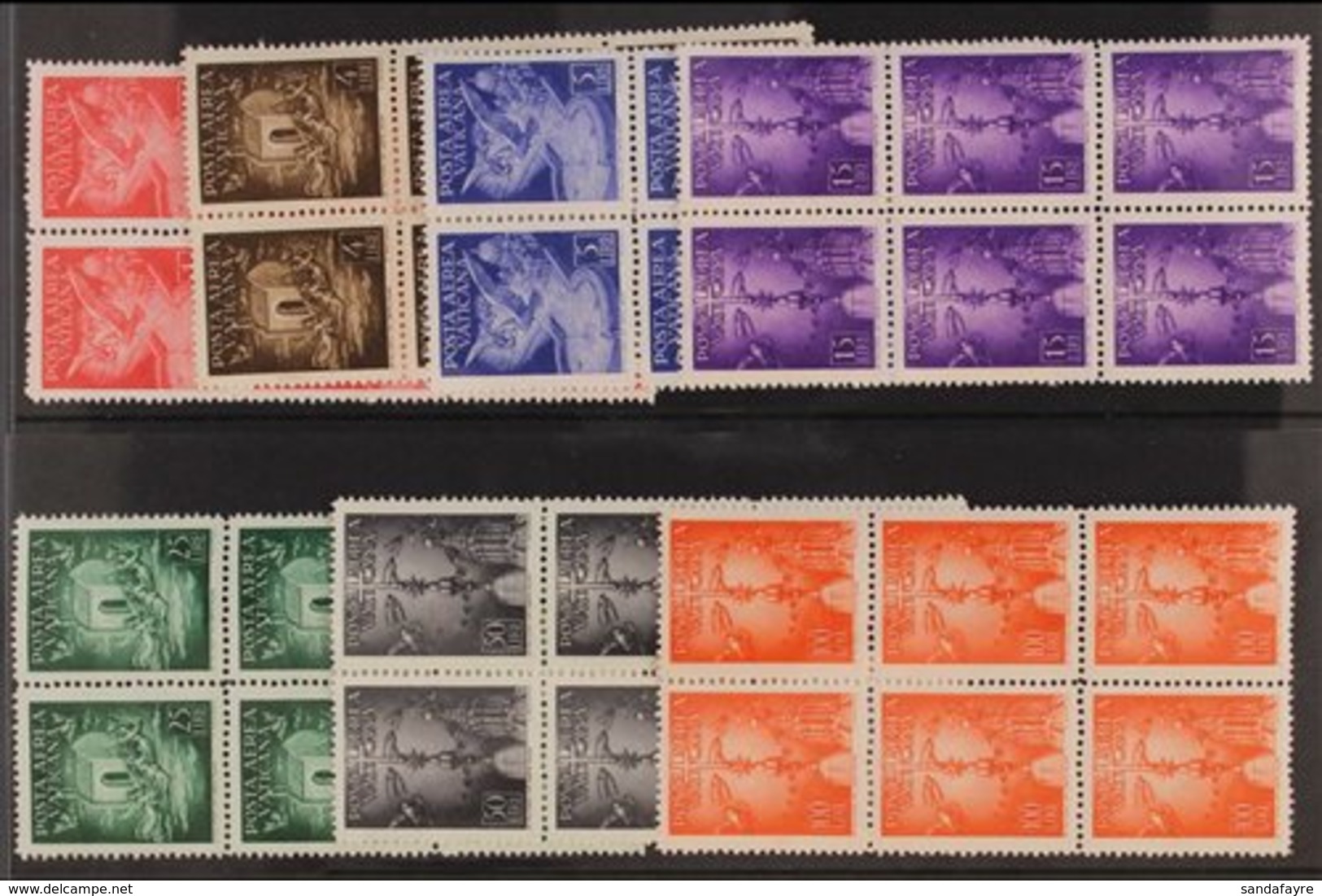 1947 Air Complete Set (Sassone 9/15, SG 130/36), Never Hinged Mint BLOCKS Of 6, Fresh. (7 Blocks = 42 Stamps) For More I - Other & Unclassified