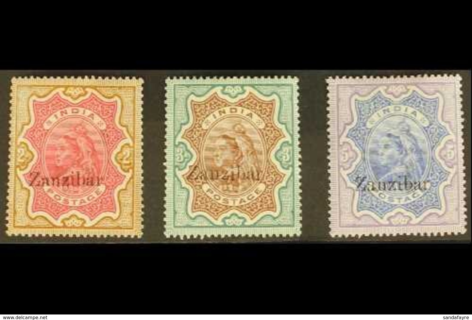 1895 2r, 3r And 5r Overprinted On India, SG 19/21, Fine Mint. (3 Stamps) For More Images, Please Visit Http://www.sandaf - Zanzibar (...-1963)