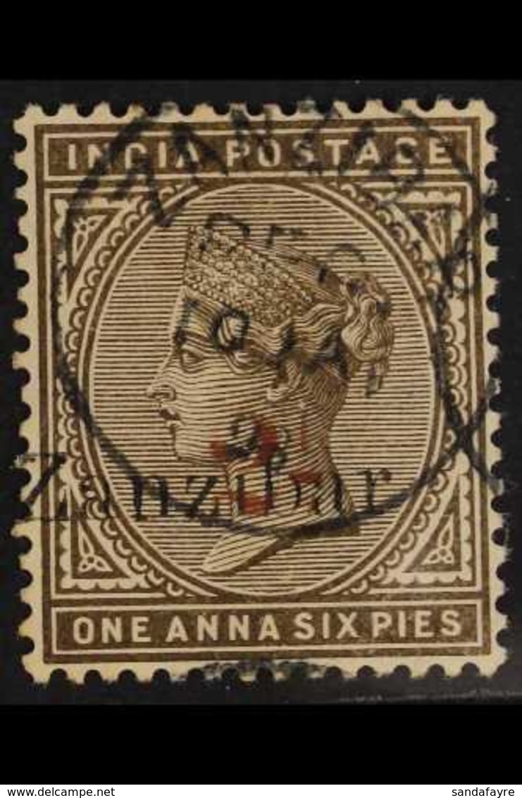 1895-8 "2½" In Red On 1a 6p Sepia, SG 37, Very Fine Used. For More Images, Please Visit Http://www.sandafayre.com/itemde - Zanzibar (...-1963)