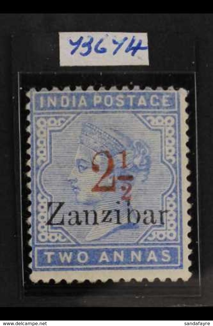 1895-8 "2½" In Red On 2a Pale Blue, SG 27, Very Fine Mint. For More Images, Please Visit Http://www.sandafayre.com/itemd - Zanzibar (...-1963)