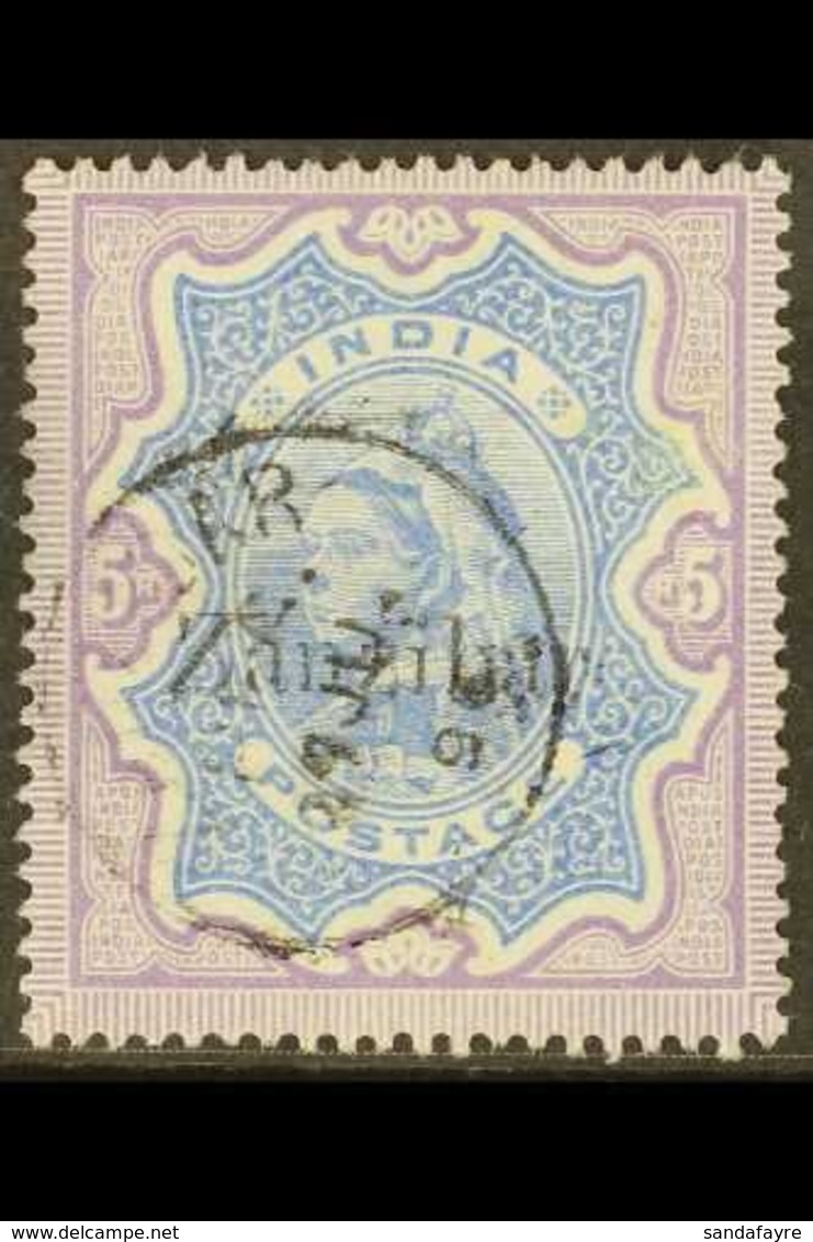 1895-96 5r Ultramarine And Violet Of India With "Zanzibar" Overprint, SG 20, Fine Used. For More Images, Please Visit Ht - Zanzibar (...-1963)