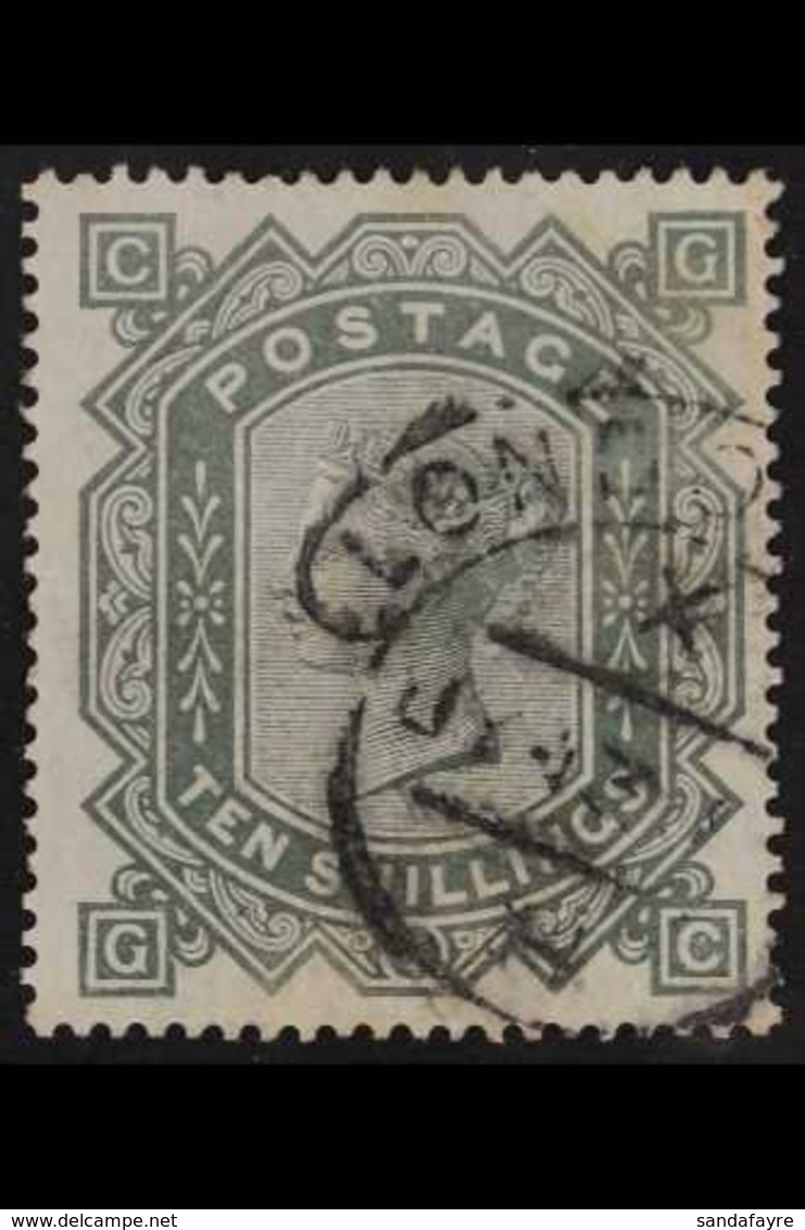 1867-83 10s Grey- Green On Blued Paper Wmk Anchor, SG 131, Used, A Lovely Example With A Light Hooded London Cds Over On - Autres & Non Classés