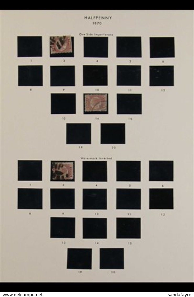 1870 1/2D 'BANTAMS' SPECIALIST BALANCE Of A Collection On Several Album Pages, Chiefly Used Includes Watermark Inverted  - Autres & Non Classés