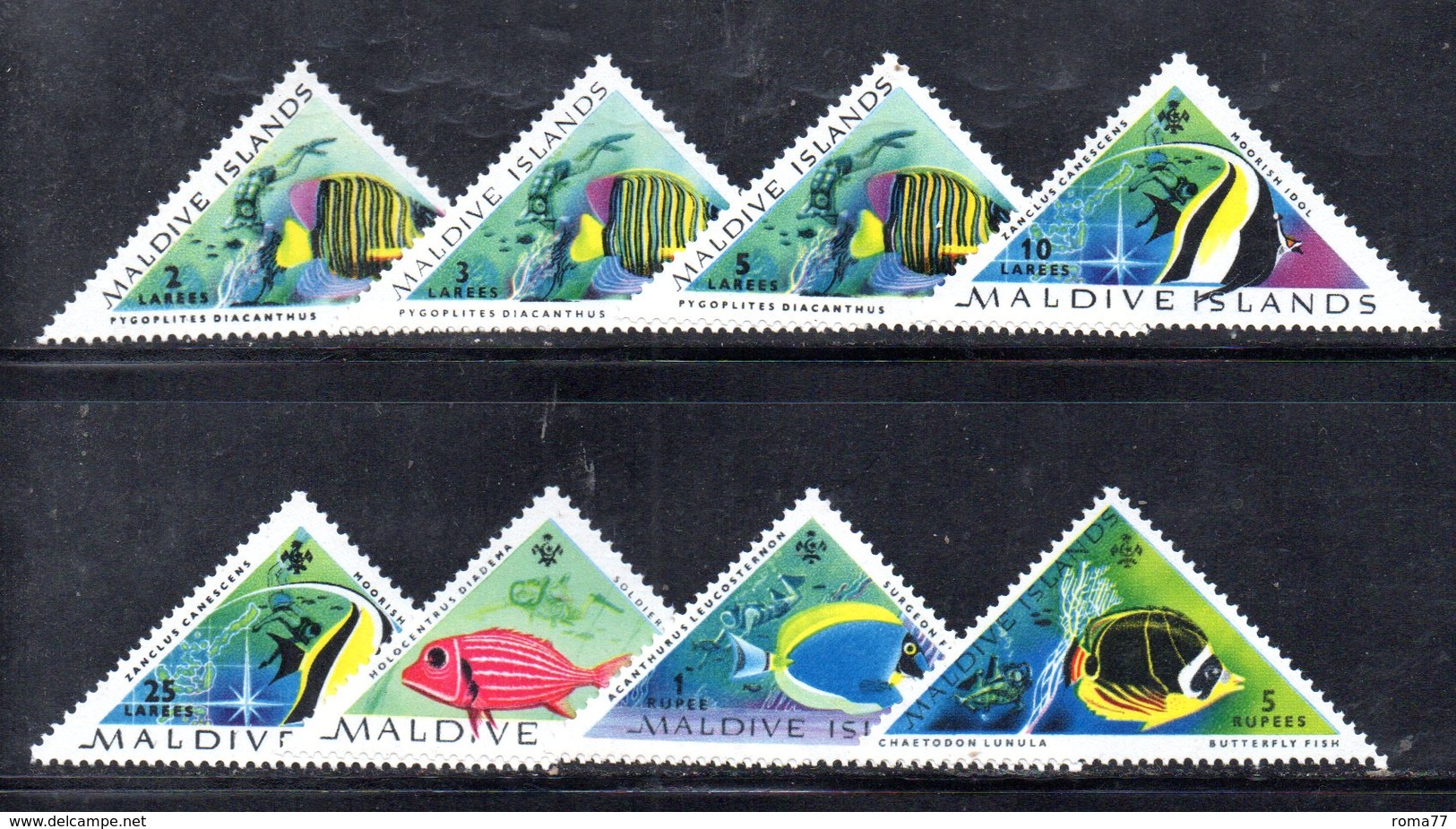 APR2169 - MALDIVE 1962 , Serie  Yvert N. 109/116  ***  MNH  (2380A) .  Pesci Fish - Maldive (1965-...)