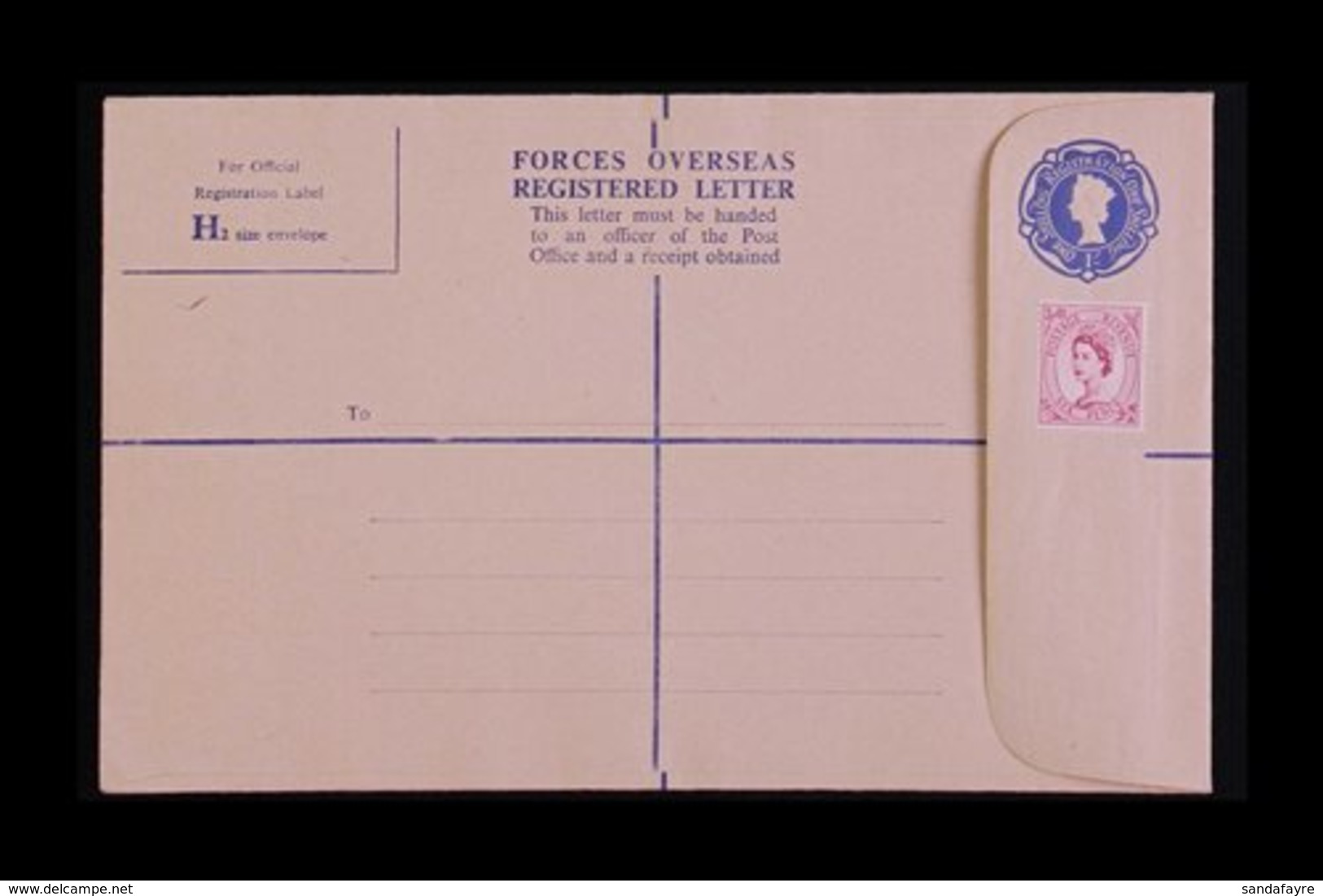 REGISTRATION ENVELOPE FORCES ISSUE 1959 1s0d Blue, Size H2, Huggins RPF 10, Uprated With 6d, Very Fine Mint. For More Im - Other & Unclassified