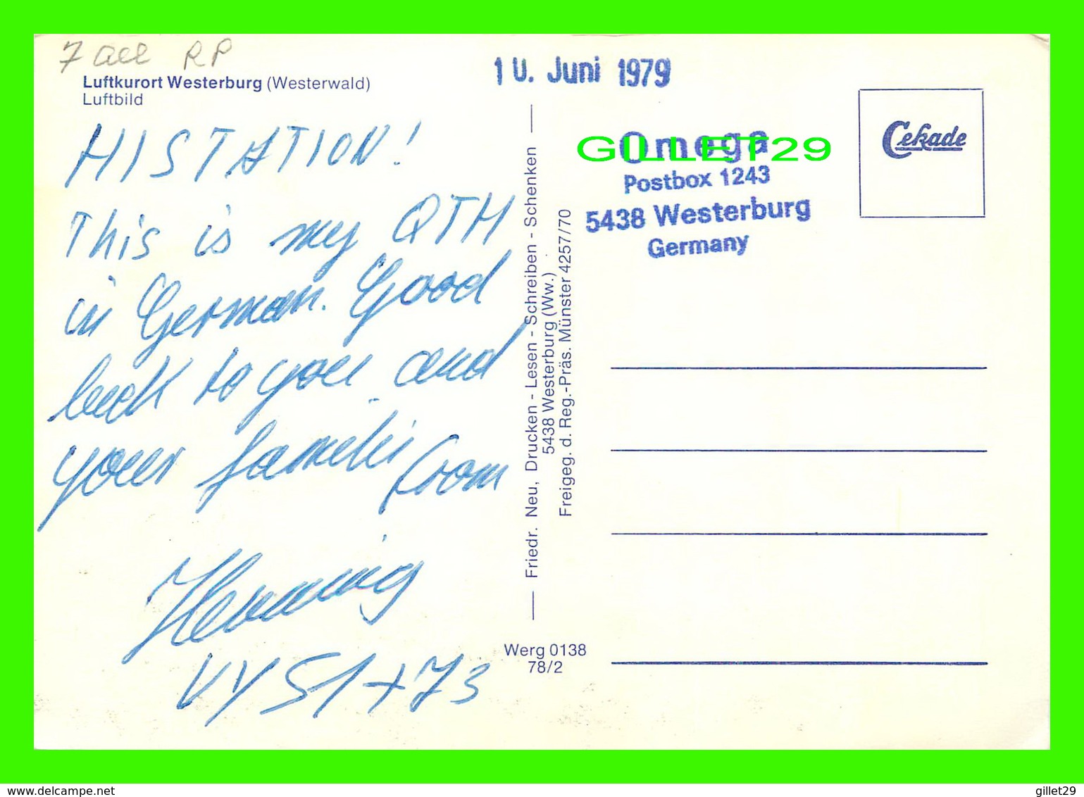 WESTERBURG, GERMANY - LUFTKURORT WESTERBURG - LUFTBILD - TRAVEL IN 1979 - - Westerburg