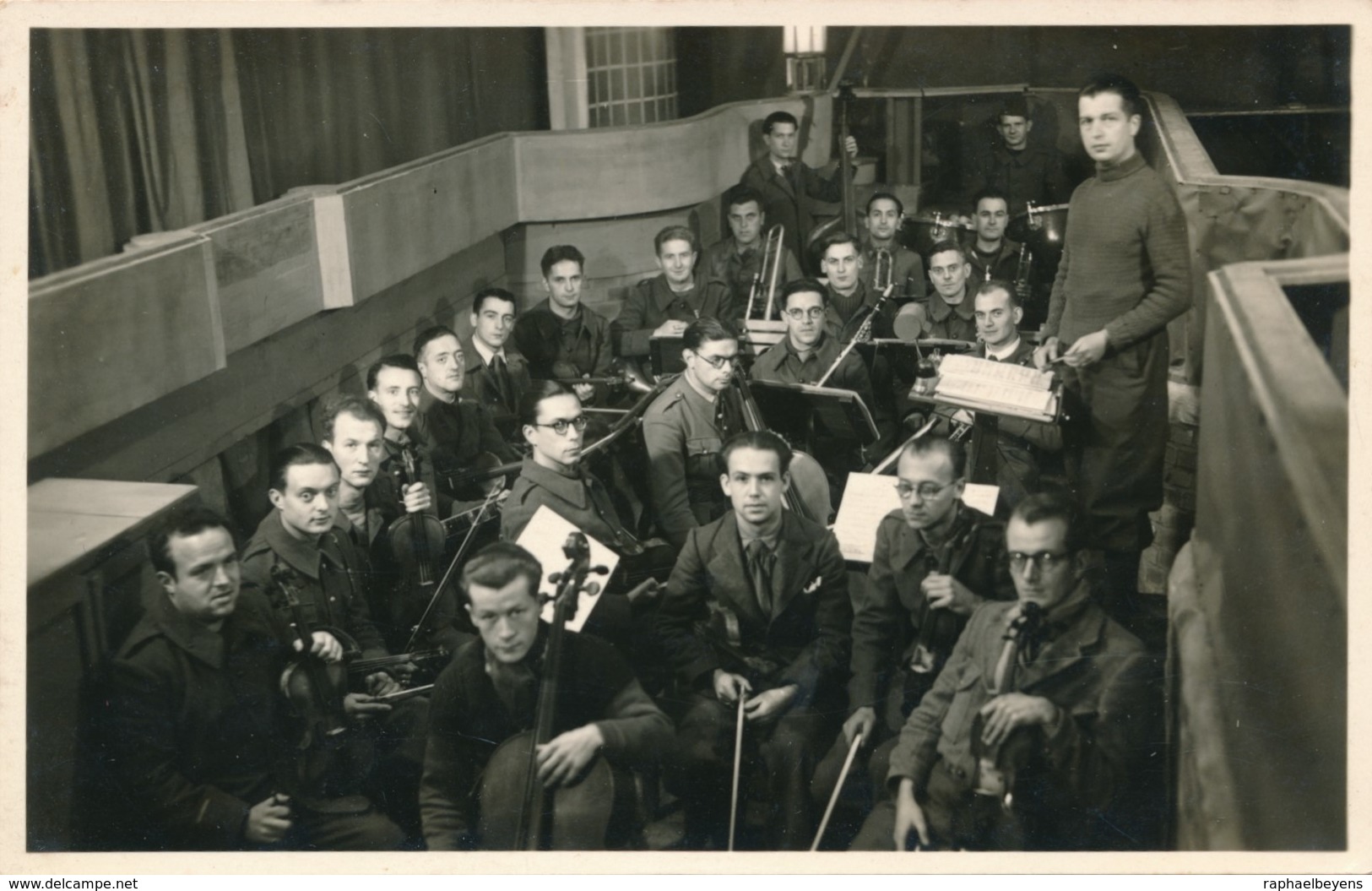 Photo-carte Stalag VIII C Orchestre Fol's Sag's Sagan Felix Gachet WWII Guerre - War, Military