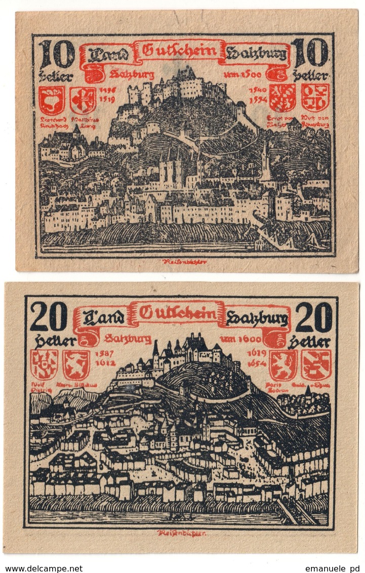 Austria Notgeld Lot / Set - SALZBURG STADT X 2 - Austria