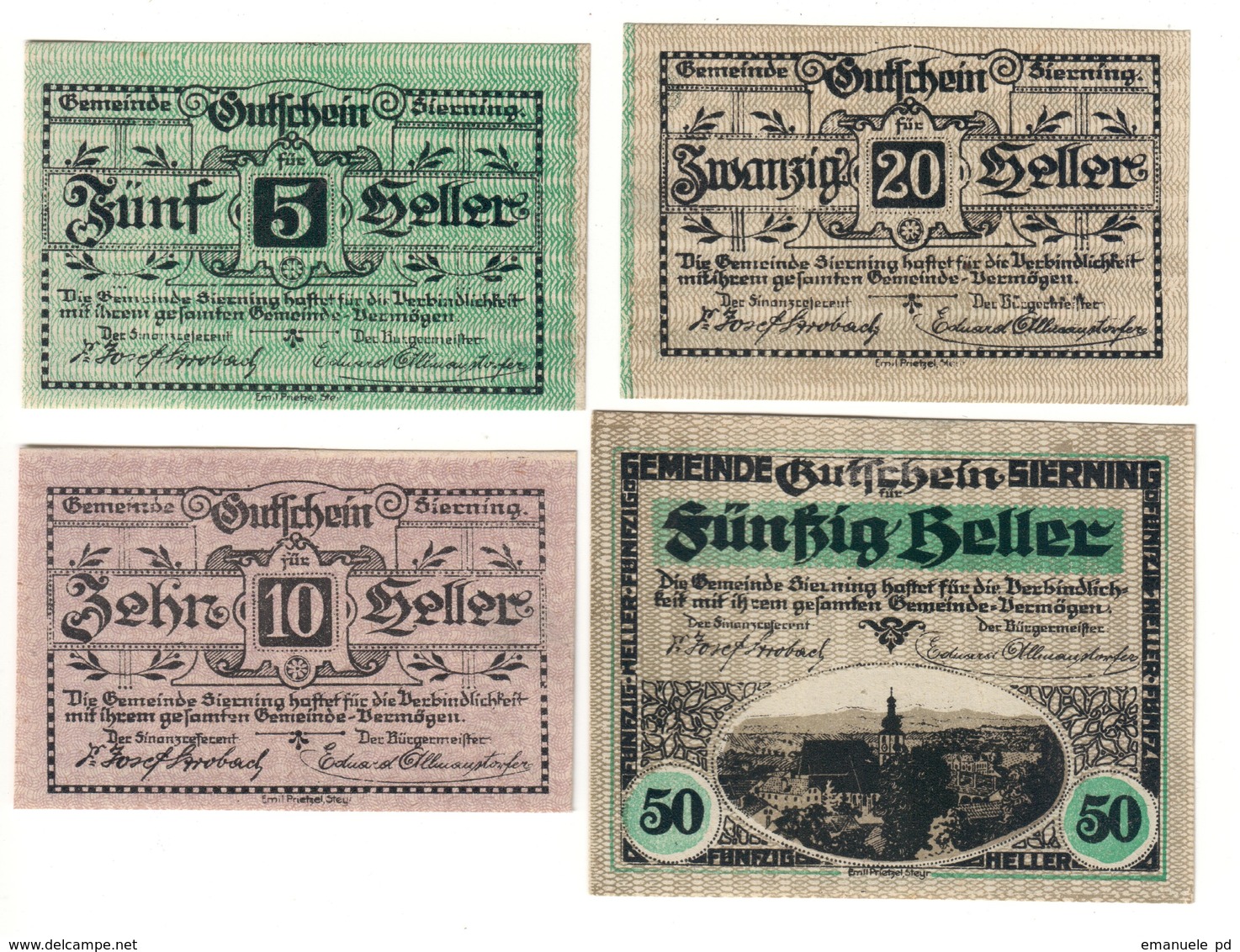 Austria Notgeld Lot / Set - SIERNING X 4 - Austria