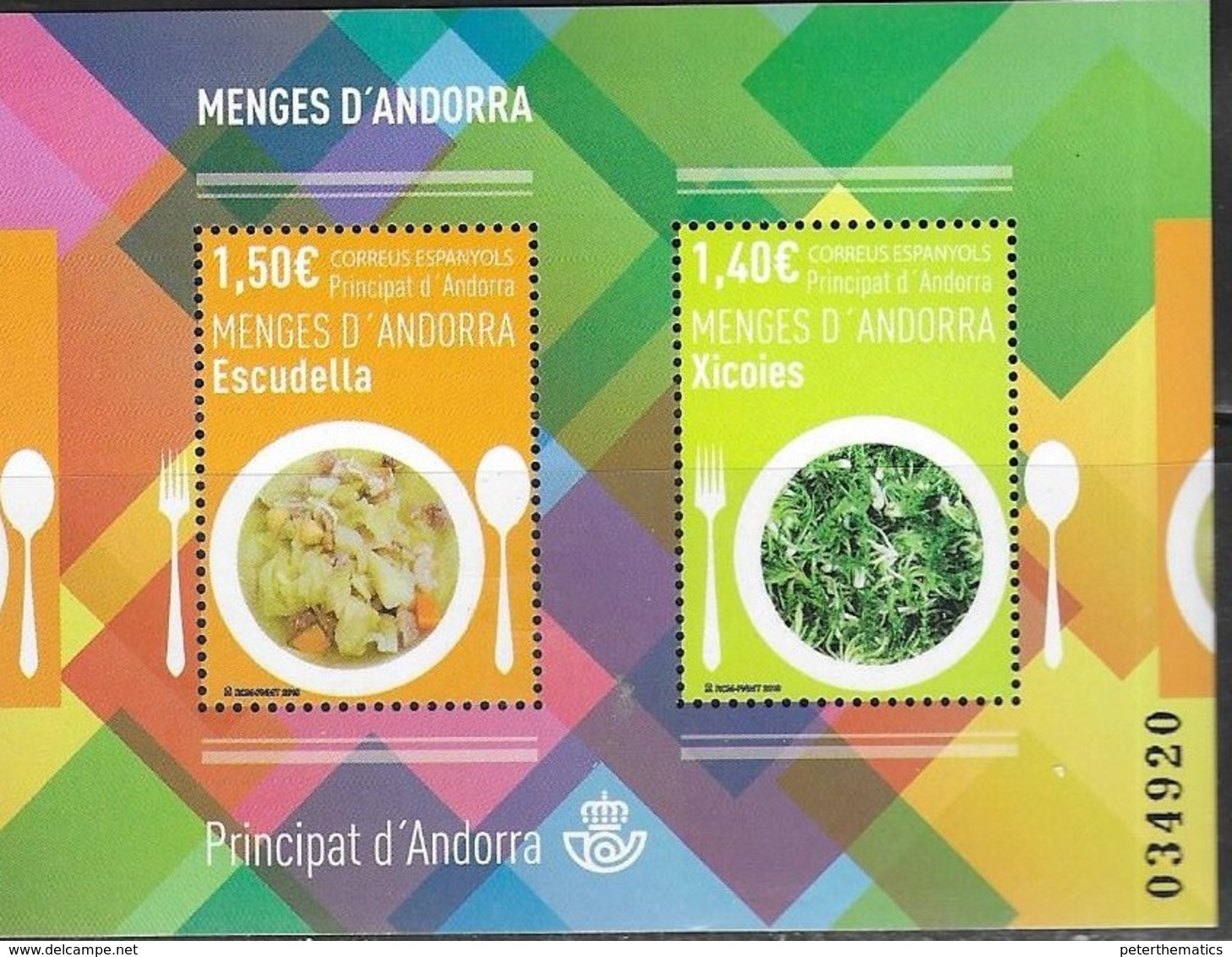 SPANISH ANDORRA, 2019, MNH, CULTURE, FOOD, ANDORRAN DISHES, SHEETLET - Alimentazione