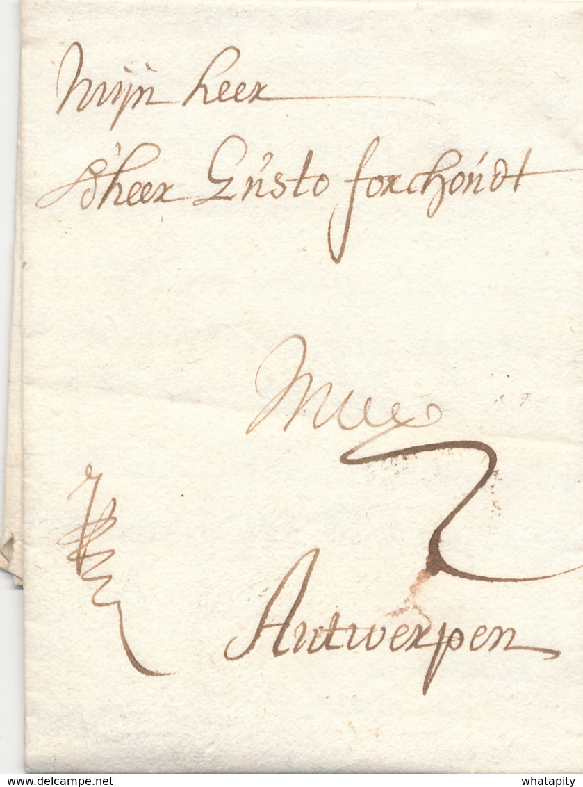 738/29 - Lettre Précurseur 1706 GENT Vers ANTWERPEN - Port 2 Stuivers à L'encre - 1621-1713 (Países Bajos Españoles)