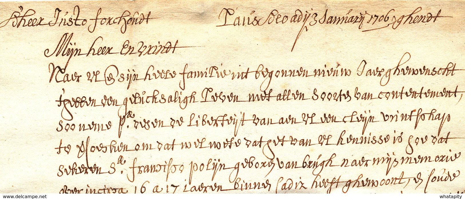 738/29 - Lettre Précurseur 1706 GENT Vers ANTWERPEN - Port 2 Stuivers à L'encre - 1621-1713 (Países Bajos Españoles)