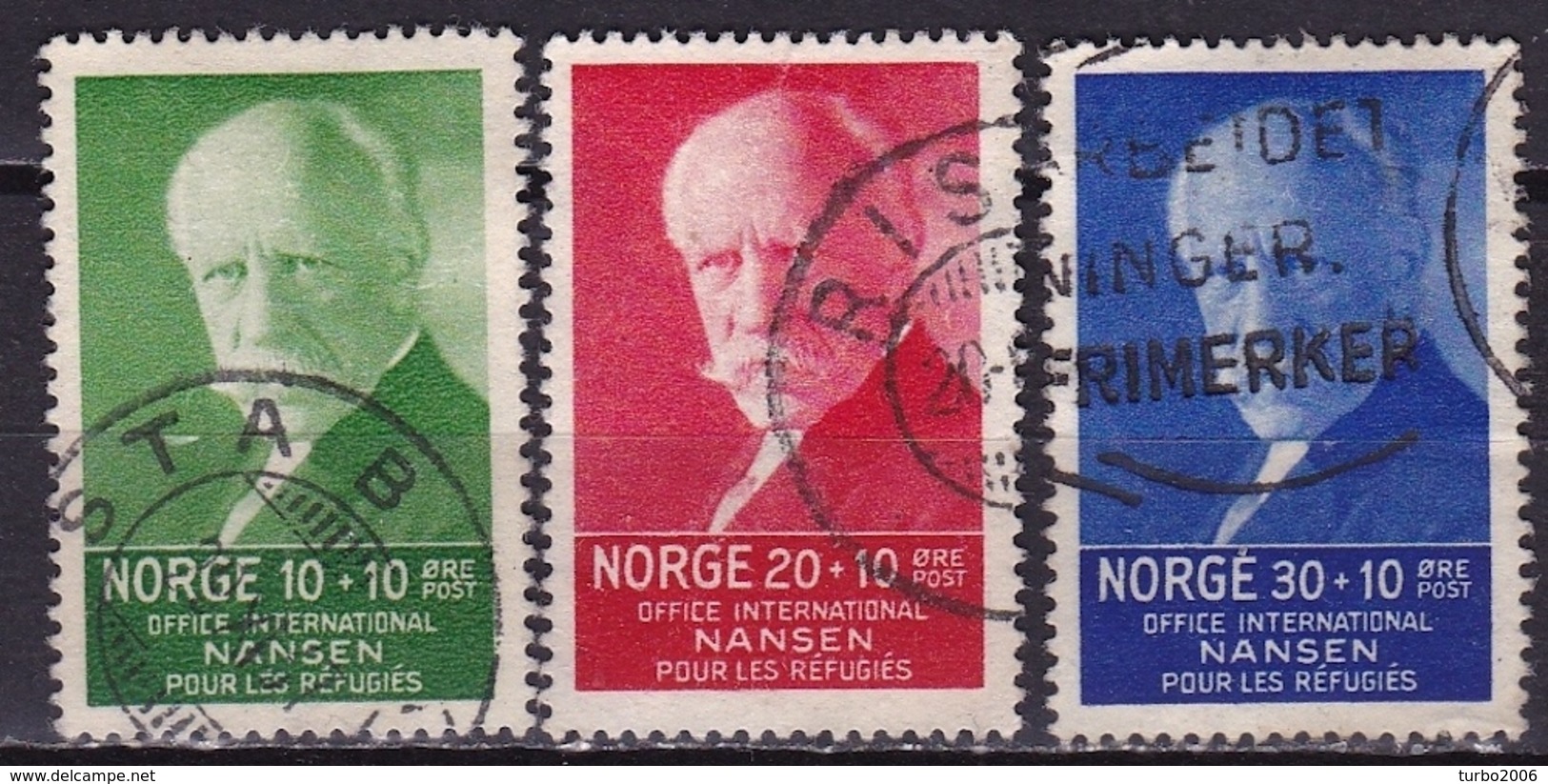 Norway 1935 Friedjof Nansen Funds For Refugees 3 Values From The Set Michel 172-174-175 - Gebruikt