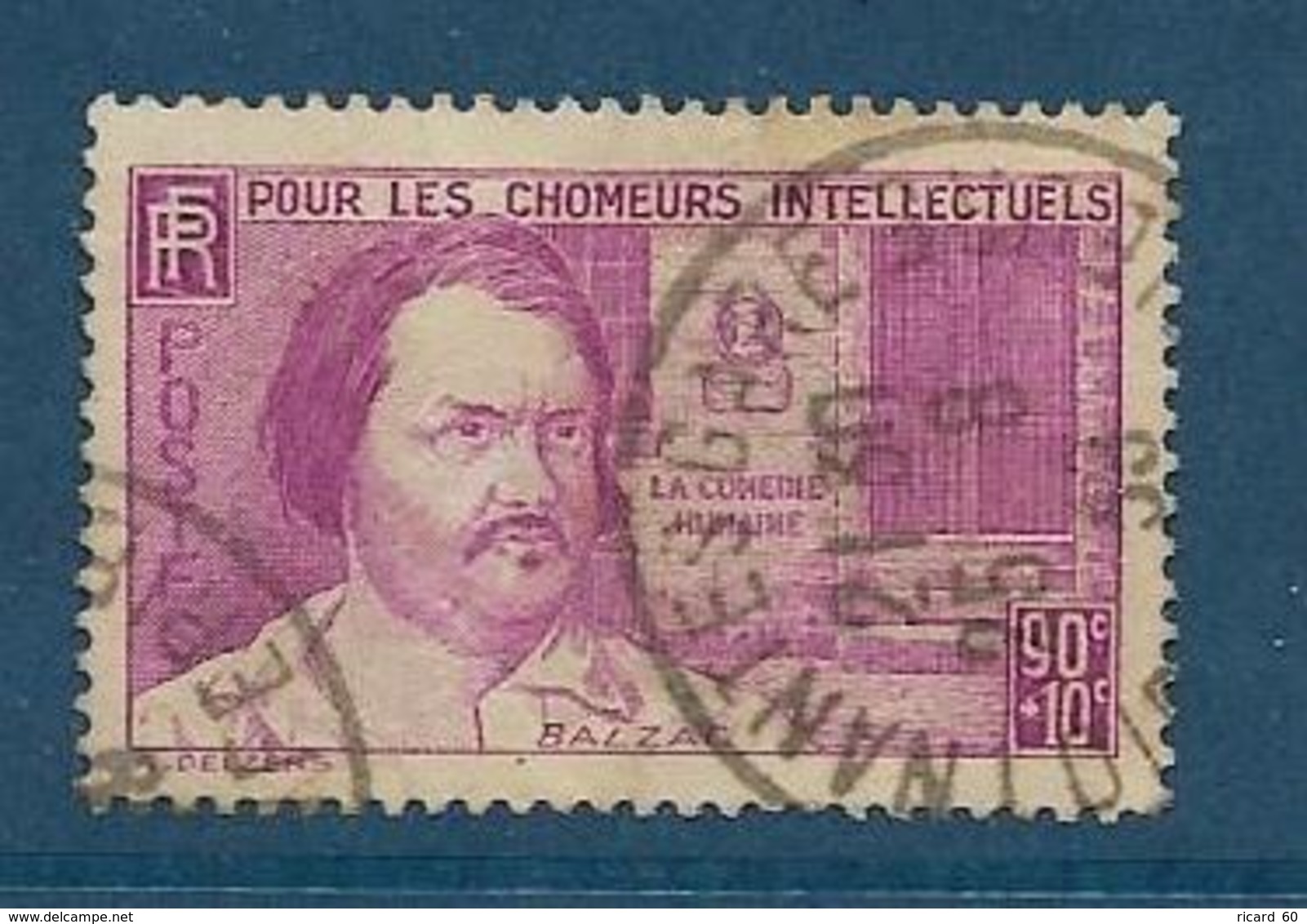 Timbre Oblitéré France, N°438 Yt, Surtaxe, Chômeurs Intellectuels, Balzac - Oblitérés