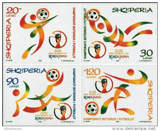 Albania Stamps 2002. WORLD FOOTBALL CHAMPIONSHIP, SOCCER SPORT CUP, FIFA. Japan And South Korea. Set MNH. Mi 2879/82 - Albanië