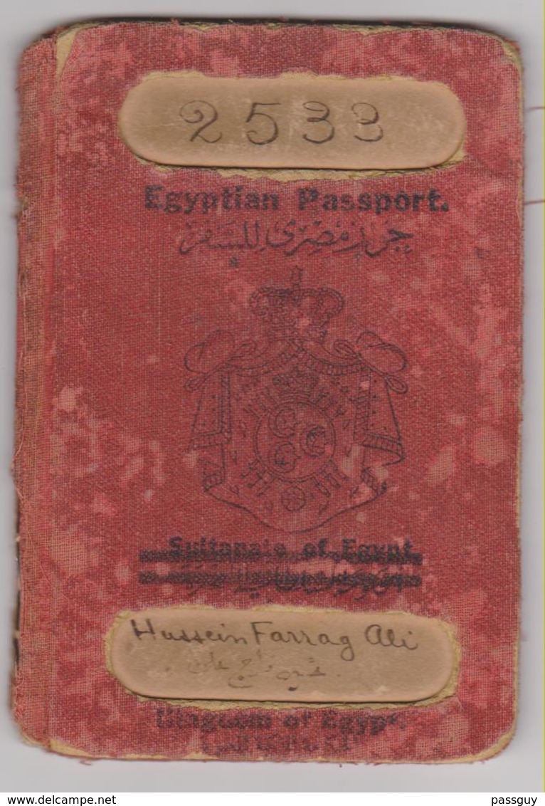 EGYPT Passport 1922 EGYPTE Passeport – Reisepaß – Revenues/Fiscaux - Documents Historiques