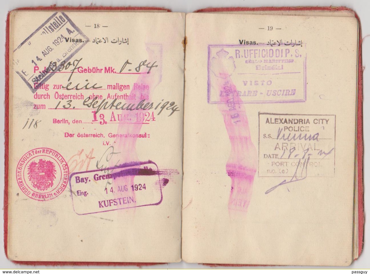 EGYPT Passport 1922 EGYPTE Passeport – Reisepaß – Revenues/Fiscaux